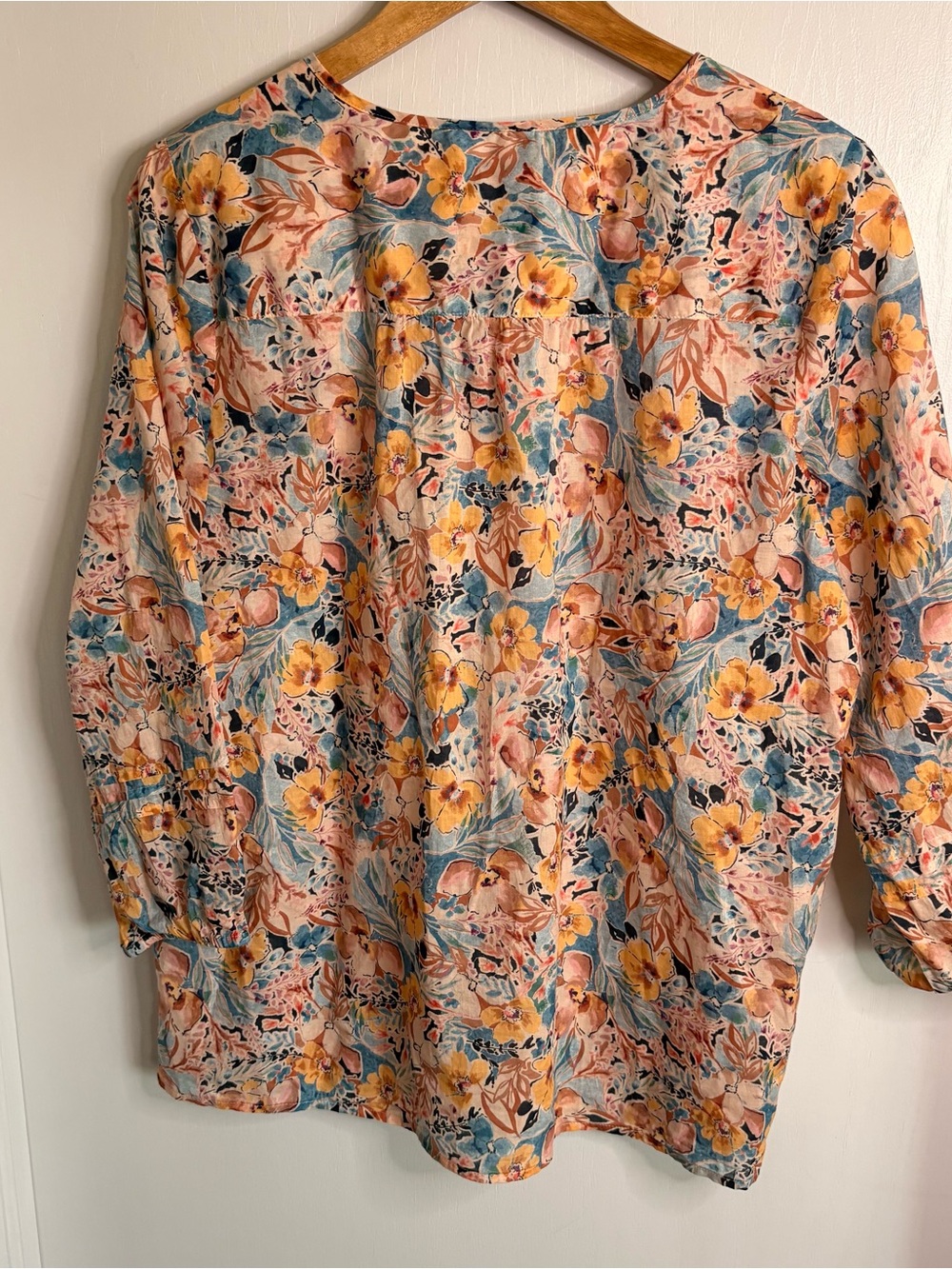 J. Jill Floral All Cotton Peasant Blouse. Great for early Fall. Size M Tall - Picture 4 of 9